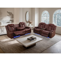 2-Piece Vegan Leather Power Reclining Living Room Sofa Set