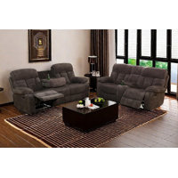 2-Piece Microfiber Manual Reclining Living Room Sofa Set