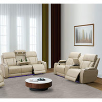 2-Piece Vegan Leather Power Reclining Living Room Sofa Set
