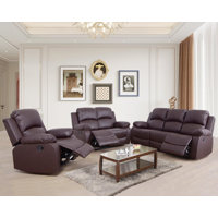 3-Piece Manual Reclining Living Room Sofa Set