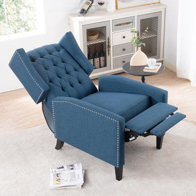 Manual Wing Chair Recliner, High Colorfastness Fabric Chair with Deep Tufted Back | Silver Nailhead Trim, 3 Adjustable Positions for All-Day Comfort