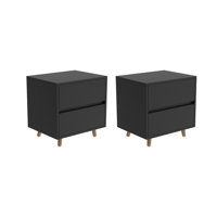 Modern Wood Two Drawer Nightstand,Vintage Bedside Table