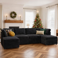 Benevides Corduroy Section Sofa Combination, 4 Seats, With Ottoman, Can Be Combined At Will by Mercer41