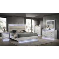 Lashell 5PC Upholstered Bedroom Set with LED Lighting by Everly Quinn