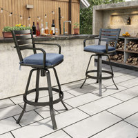 Patio Swivel Aluminum Bar Stools With Sunbrella Cushion