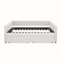 Linen Upholstered Daybed with 2 Drawers by Hokku Designs