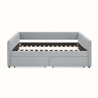 Linen Upholstered Daybed with 2 Drawers by Hokku Designs