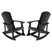 Outdoor Rocking Chair,Adirondack Rocking Chair,Patio Rocker Chair With Wide Back,Oversized Rocker Chair Look Like Real Wood(Set Of 2) by Rosecliff Heights