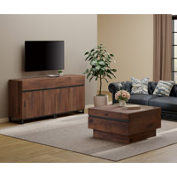Nellie 2-Piece Modern TV Stand And Coffee Table Set, Storage Entertainment Center For Tvs Up To 70 Inches, Square Coffee Table With Tempered Glass And by Latitude Run