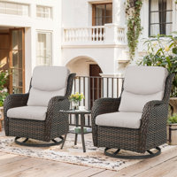 Koba Wicker Rattan Outdoor Patio Swivel Rocking Chairs With Cushions and Side Table by Red Barrel Studio
