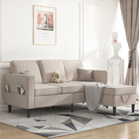 Ebern Designs 78“ Sectional Sofa Couch For Living Room | Convertible Linen Sofa Chaise With Reversible Storage Ottoman | Modern Modular Sofa With 2 Si by Ebern Designs