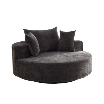 55" Wide Upholstered Chenille Sofa Couch With 2 Pillows by Latitude Run