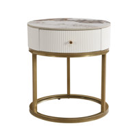 Round End Table Side Table with Drawer by 17 Stories