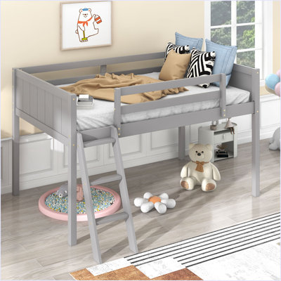 Wood Low Loft Bed With Ladder by Harriet Bee