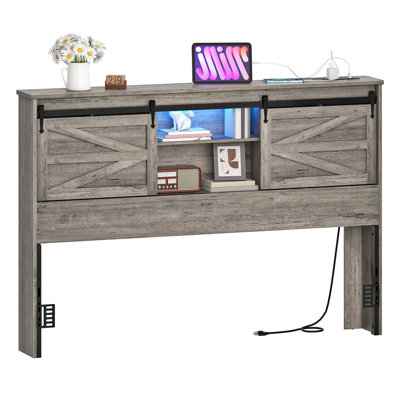 Naveena 43.3"H Headboard with Charging Station and LED Light by Gracie Oaks