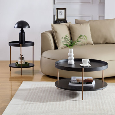 2-Piece Modern 2 tier Round Coffee Table Set by George Oliver