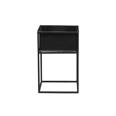 Matte Black Square Metal Plant Stand by Latitude Run