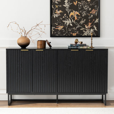 Elegant Fluted Cabinet Set For Living And Dining Rooms With Adjustable Shelves. by Ebern Designs