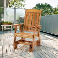Heavy Duty 600 Lb High Back Roll Back Treated Glider Chair with Cup Holders, by Winston Porter