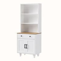Storage Cabinet with Drawer and 2 Door,Tempered Glass Doors,Adjustable Shelves by Alcott Hill