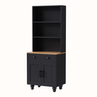 Storage Cabinet with Drawer and 2 Door,Tempered Glass Doors,Adjustable Shelves