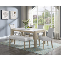 6Pc Dining Set Contemporary Style Marble Stone Table With Chairs Bench by Red Barrel Studio