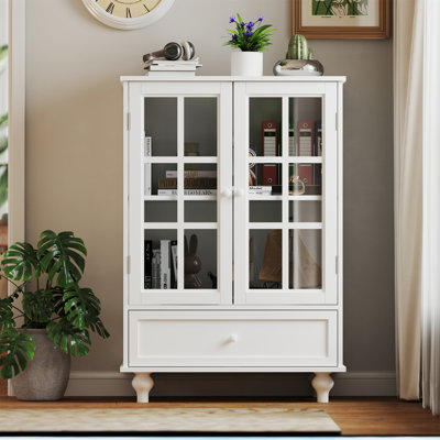 Minimalist China Cabinet With Double Glass Doors And Drawer by Charlton Home