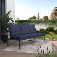 Outdoor Aluminum Frame Wicker 3 Seat Sofa With Cushions