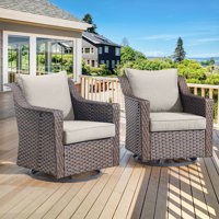 Jenesys Red Barrel Studio Outdoor Wicker Swivel Glider Chairs With Cushions by Winston Porter