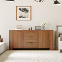 Millwood Pines Modern Hollow Core Sideboard – Fixed-Shelf Storage Cabinet with Scratch-Resistant Laminate, Space-Efficient Buffet for Dining Room or H