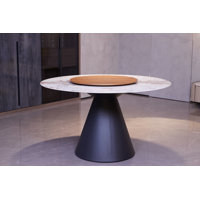 Sarethya 30”High 6-person Rotating artificial slate Dining Table by Orren Ellis