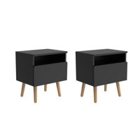 Modern Wood Single Drawer Nightstand,Vintage Bedside Table 18.5 by George Oliver