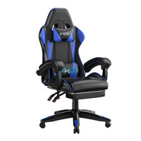 Gaming Chair with  Massage Lumbar Support and Footrest by George Oliver