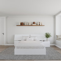 Masyn 3-Piece Queen Size Dual Storage Bedroom Set, White by Wrought Studio