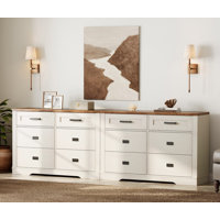 Laziza Dresser For Bedroom With 12 Drawers, 2 In 1 Mid Century Modern Closet Storage Organizer, Chest Of Drawers With Metal Handles, Wood Dresser For by Gracie Oaks