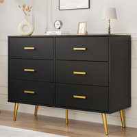 6 Drawer Dresser, Modern Wooden Dresser With Gold Handles And Storage Space by Mercer41