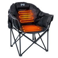 Oversized Portable Heated Camping Chair With Pillow, Heated Foldable Chair Seat Supports 500 Lbs by Arlmont & Co.