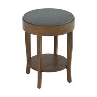 Round Wood Accent End Table With Storage by Lark Manor