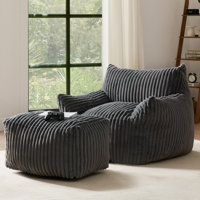 Bean Bag Chair with Ottoman , Comfy Memory Foam Large Lazy Sofa by Trule