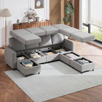 7 - Piece Modular Sectional Couch With Seat Storage , Modular Couches And Sofas Sectional With Ottoman by Latitude Run