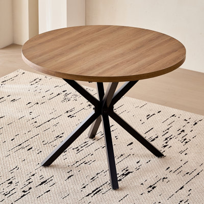 39” Round Dining Table [Metal Cross Legs] for 4, Mid-Century Kitchen Leisure Table for Apartment Living Room Space Saving by 17 Stories