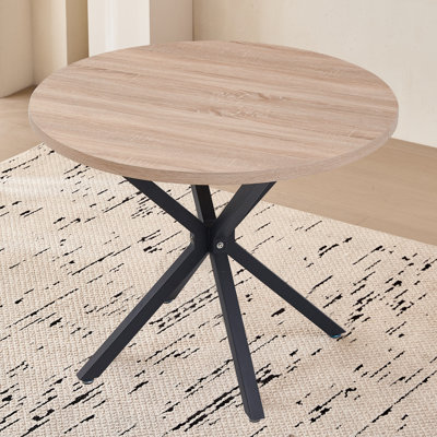 39” Round Dining Table [Metal Cross Legs] for 4, Mid-Century Kitchen Leisure Table for Apartment Living Room Space Saving by 17 Stories
