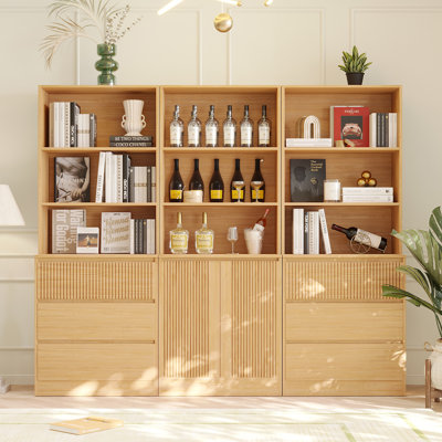 71" H X 70.9" W Bookcase Cabinet With Open Shelves & Drawers (2B+C) by Latitude Run