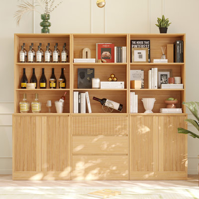 71" H X 70.9" W Bookcase Cabinet With Open Shelves, Modern Bookshelf With 3 Large Drawers (B+2C) by Latitude Run