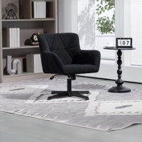 Velvet Desk Chair No Wheels Comfy Computer Task Chair Metal Legs Upholstered Accent Arm Chair by Mercer41