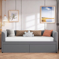 Aliasa Upholstered Daybed with Ergonomic Design Backrest and 2 Drawers by Mercer41