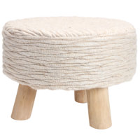 Dakota Fields Lavise Handmade Solid Cream/White Stool (16"X16"X12" Round) by Dakota Fields