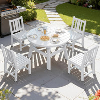 Immie 5 Piece HDPE Outdoor Dining Table Set with Umbrella Hole