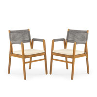 Brendalyn Rope Woven Acacia Dining Chair Set by Bay Isle Home