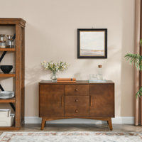 Mid Century Modern Sideboard Buffet Cabinet With Storage, Storage Cabinet With 2 Doors And 3 Drawers For Kitchen Dining Living Room Bedroom, Accent Co by George Oliver